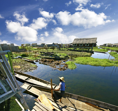 Life on water, settlement on the Inle Lake, Burma (Myanmar) の写真素材
