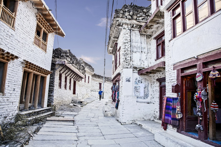 Village Marpha on the Annapurna Circuit Trek in the Himalayas, Nepal の写真素材