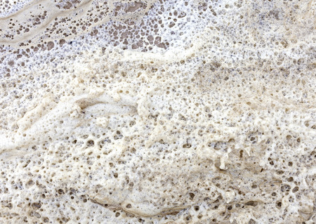 Sea surface covered with foam caused by pollutionの写真素材