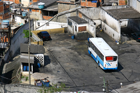 Poor houses in slum, a view on Rocinha - the biggest favela of Rio de Janeiro, Brasil  の写真素材