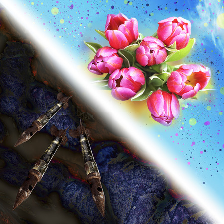 Heaven and hell, war and peace conception. の写真素材