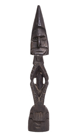 Traditional statuette from Irian jaya, isolated on whiteの写真素材
