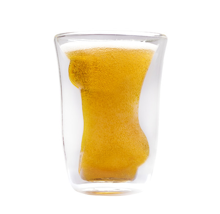 Concept of alcohol and pleasure, beer in woman shape glass の写真素材