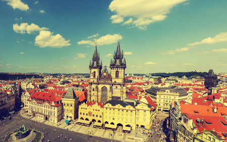 Prague, Czech Republic, vintage retro style の写真素材