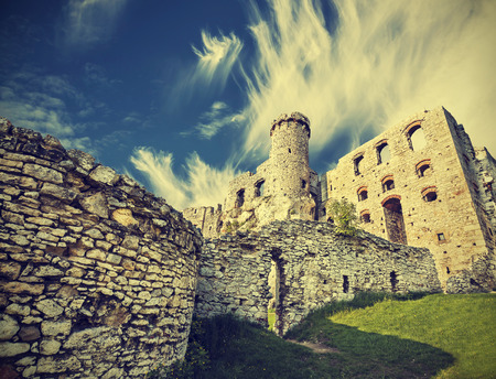 Vintage retro style ruins of castle.の写真素材