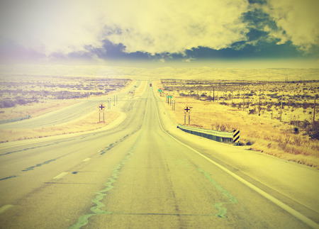 Endless country highway, vintage retro effect の写真素材
