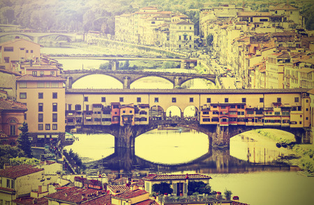 Bridge Ponte Vecchio in Florence, Italy, vintage retro effect の写真素材