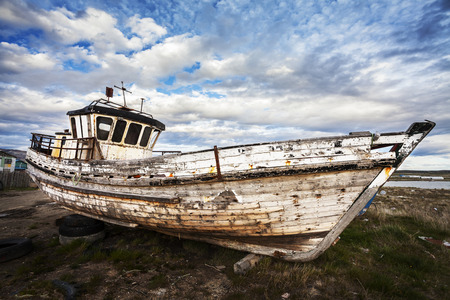Old Boat on Abandoned Junk Yard の写真素材