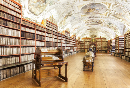 Prague, Czech Republic- June 15, 2014  The Theological Hall in Strahov monastery in Prague, one of the finest library interiors in Europe のeditorial素材