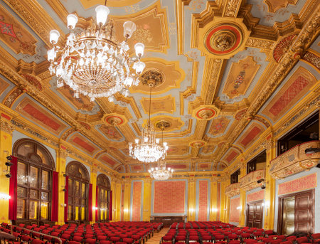 Torun, Poland - August 29, 2014: Interior of Artus Court, leading social centre of old Torun. Situated in the Old Market Square, in the very centre of the city near the Old City Town Hall, it was the heart of the social and political life.のeditorial素材