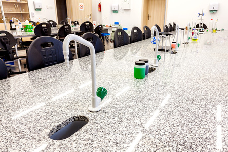 Photo of a school research laboratory.の写真素材