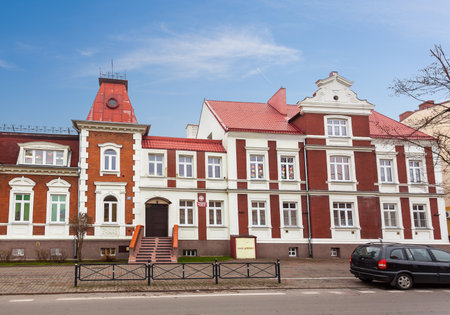 Bialogard, Poland - November 27, 2014: Public kindergarten nr 1 located in historic building in Bialogard.のeditorial素材