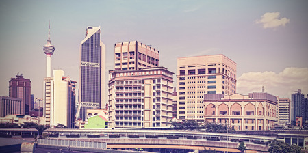 Vintage retro filtered Kuala Lumpur skyline.の写真素材