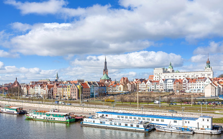 Panoramic view of Szczecin waterfront, one of the city best attraction.