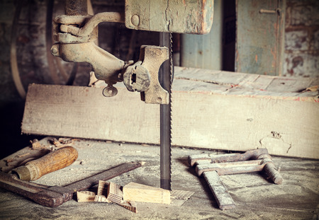 Retro filtered picture of old carpentry tools.の写真素材