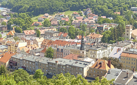 Aerial picture of Bolkow town, residential district, Poland.の写真素材
