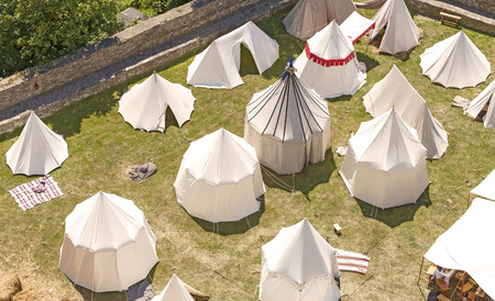 Medieval tent settlement reconstruction, Bolkow castle in Poland.の写真素材