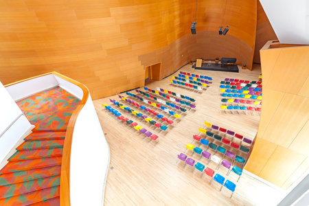 Los Angeles, USA - August 21, 2015: Interior of the Walt Disney Concert Hall designed by Frank Gehry and opened in 2003.のeditorial素材