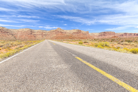 Country road in USA, travel adventure concept, space for text.の写真素材