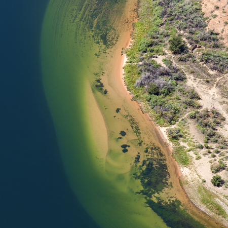 Aerial view of Colorado River, abstract natural background, Horseshoe Bend in Arizona, USA.の写真素材