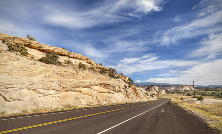 Winding empty road, travel concept picture.の写真素材