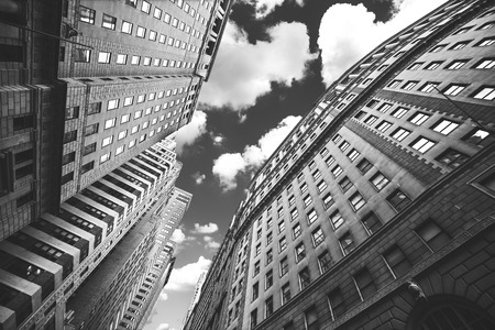 Black and white photo of buildings in Manhattan, NYC, USA.の写真素材