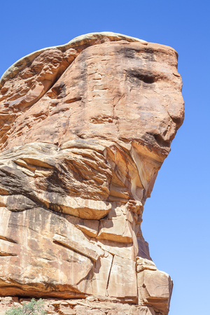 Face shaped rock formation in Canyonlands National Park, Utah, USA.の写真素材