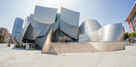 Los Angeles, USA - August 21, 2015:  Fisheye lens photo of Walt Disney Concert Hall designed by...