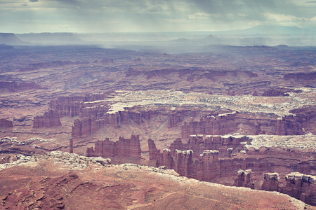 Retro toned rainy clouds over Bryce Canyon National Park, Utah, USA.の写真素材