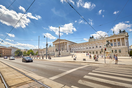 Vienna, Austria - August 14, 2016: The Austrian Parliament Building, it contains over one hundred rooms and is the site of important state ceremonies.のeditorial素材