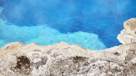 Edge of a hot spring, nature abstract background, Yellowstone National Park, USA.