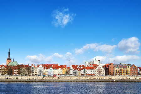 Picture of Szczecin (Stettin) city waterfront, boulevard view, Poland.