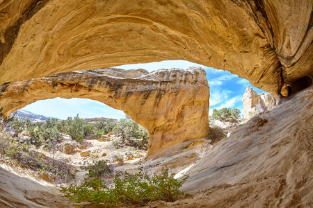Fisheye lens picture of the Moonshine Arch, Vernal, Utah, USA.の写真素材