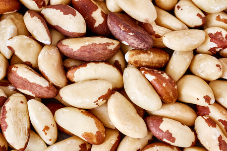 Close up picture of Brazil nuts, food background.の写真素材