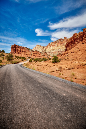 Scenic road in the Capitol Reef National Park,  Utah, USA.の写真素材