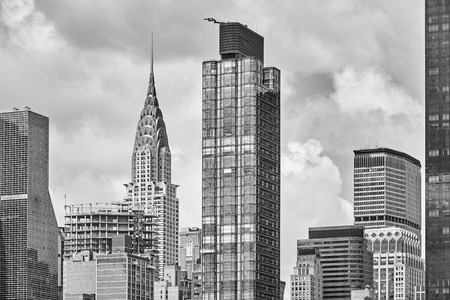 Black and white picture of New York City architecture, USA.の写真素材