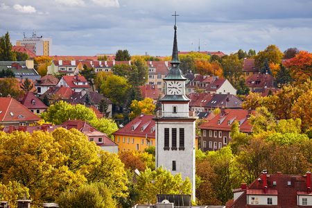 Szczecin cityscape in colorful autumn, Poland.の写真素材