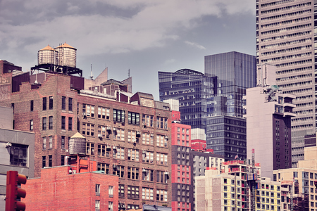 Color toned picture of New York City skyline, USA.の写真素材