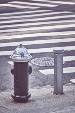 New York City fire hydrant, color toning applied, USA.の写真素材