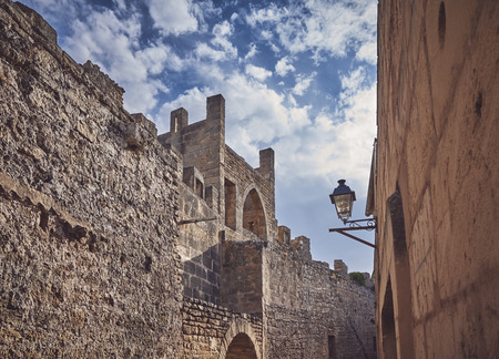 Alcudia old town medieval wall, color toned picture, Mallorca, Spain.の写真素材