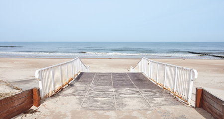 View of a beach entrance, color toning applied.の写真素材