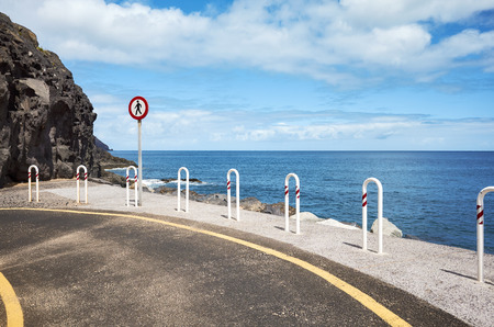 End of the road at Playa De Las Teresitas in San Andres, Tenerife, Spain.の写真素材