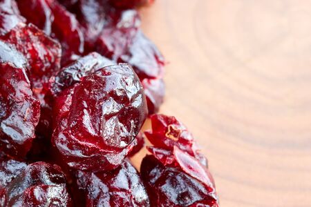 Close up picture of dried cranberries, selective focus.の写真素材