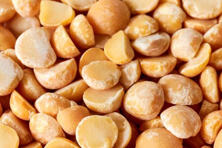 Close up picture of yellow split peas, selective focus.の写真素材