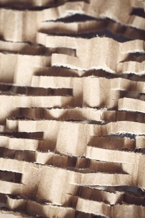 Close up picture of shredded cardboard, selective focus.