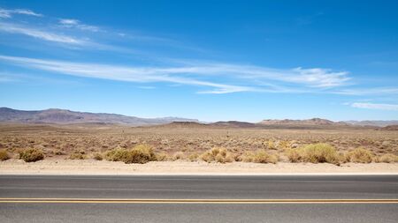 Desert road landscape in Death Valley, USA.の写真素材