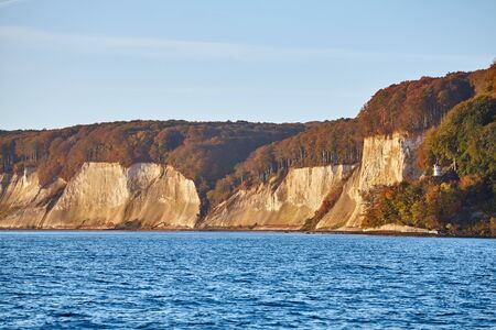Rugen Island chalk cliffs at sunrise, Germany.の写真素材