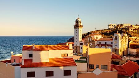Candelaria old town at sunset, Tenerife, Spain.の写真素材