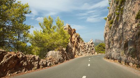 Scenic mountain road on Mallorca coast, Spain.