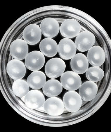 Extreme close up picture of polypropylene granules.